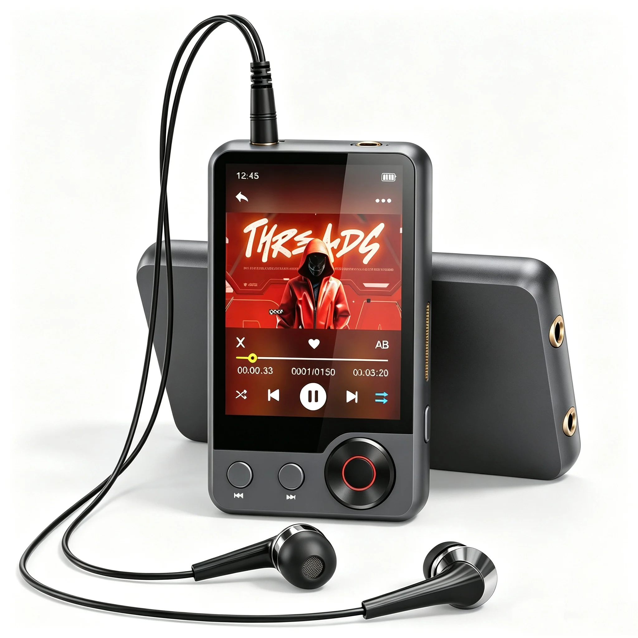64GB MP3 Player Bluetooth 5.3 2.4-Inch Full Touch Screen Built-In Speaker Micro SD Card Slot Supports up to 1TB Storage