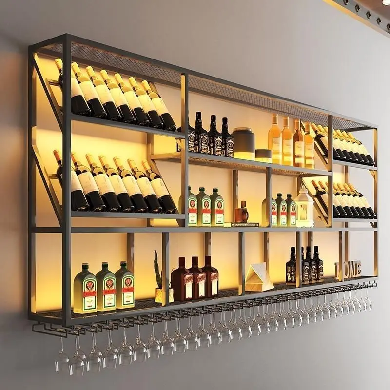 

Bar Restaurant Bar Wine Cabinet Wine Rack Wall Mounted Industrial Style Bar Wine Rack Wall Shelf Simple Shelf