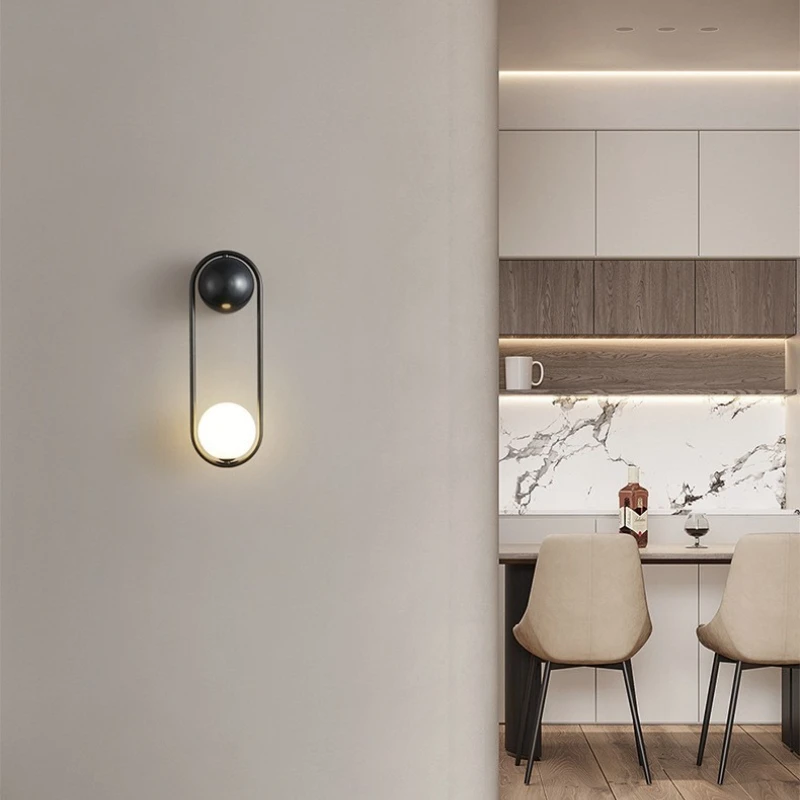 Postmodern Light Luxury Glass Spherical Wall Lamp, Minimalist Bedside Lamp, Minimalist Creativity Wall Light Bedhead