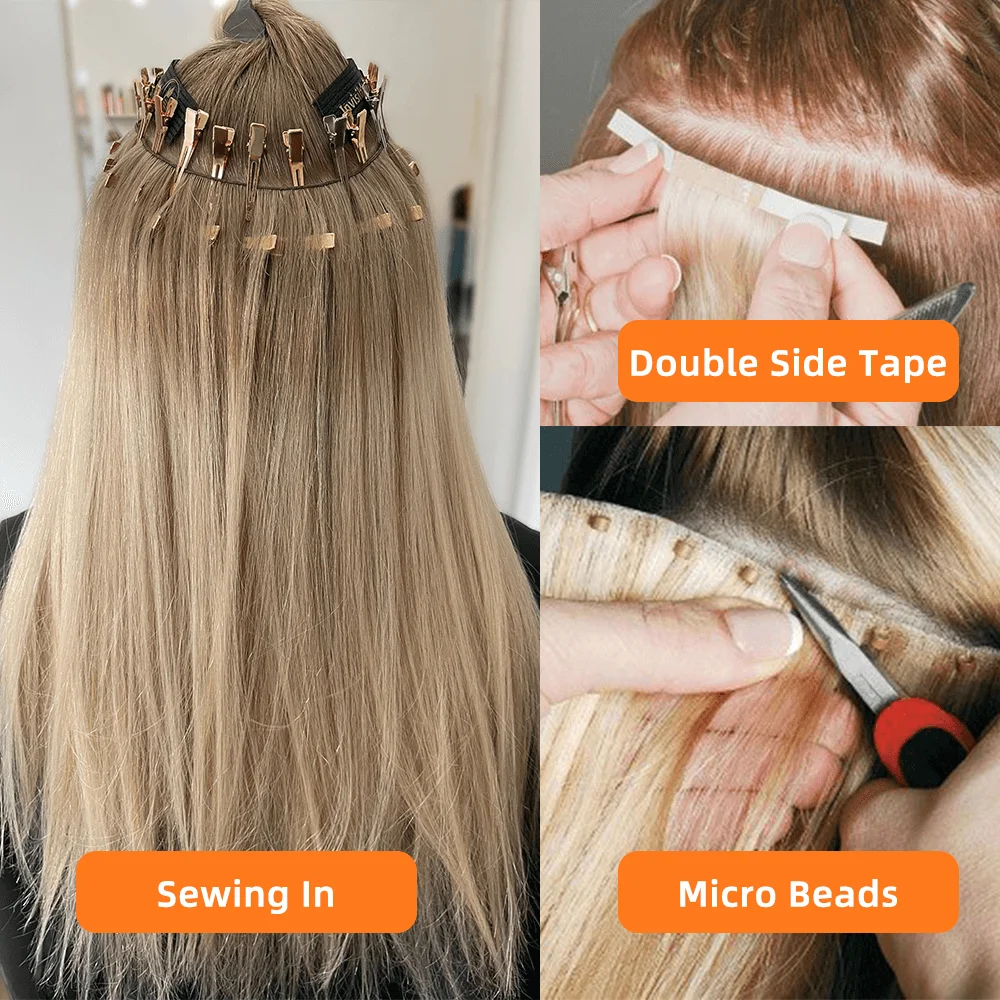 غير مرئية بو الجلد لحمة شعر مستعار بشري 12-22 بوصة رقيقة حقن حزم الشعر الطبيعي 80-100 جرام