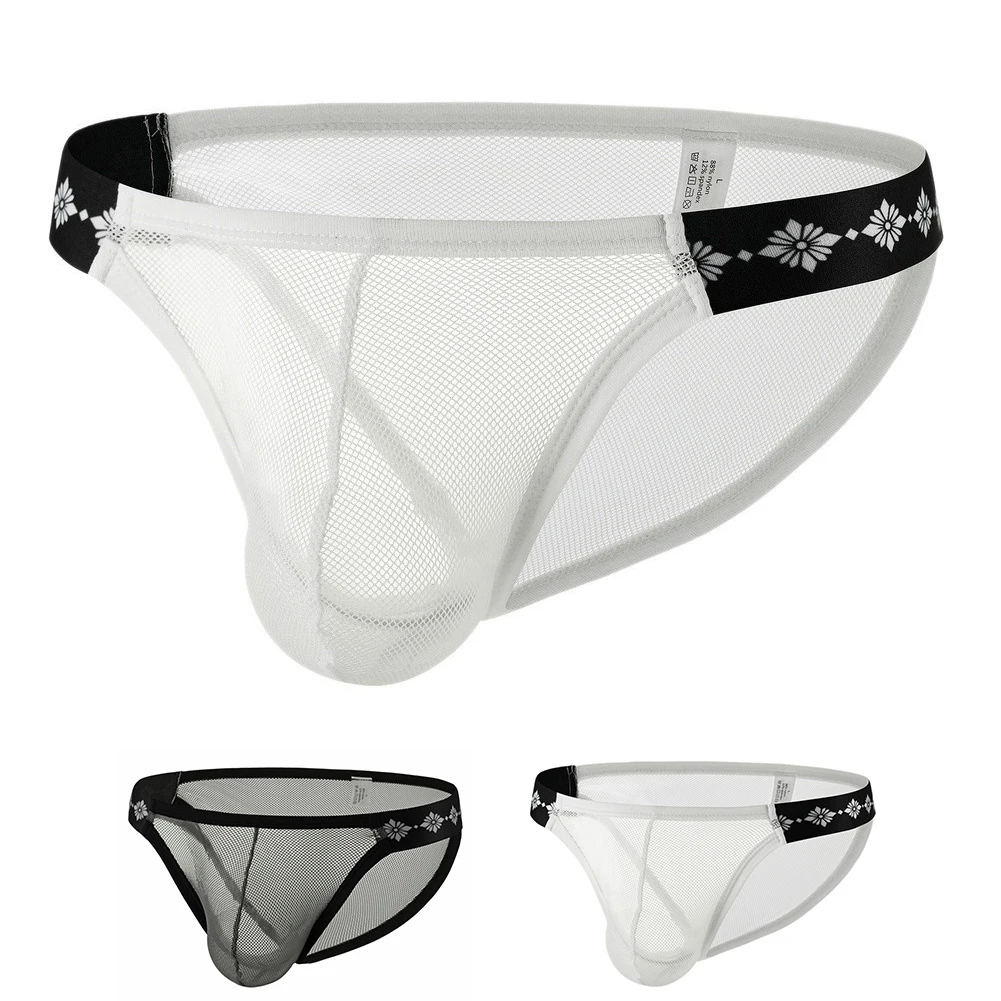 For Summer Men's Perspective Mesh Briefs Underwear Thin Cooling Bulge Pouch Sexy Sissy Panties Lingerie Shorts