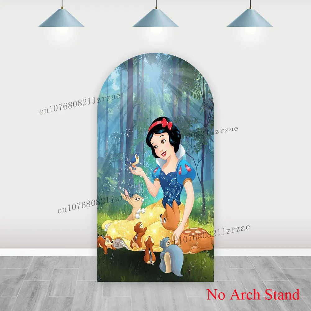 Capa de fundo arco branca de neve, decoração de festa de aniversário para crianças e meninas, banner de chá de bebê, pôster de fundo de parede, adereços de fotografia