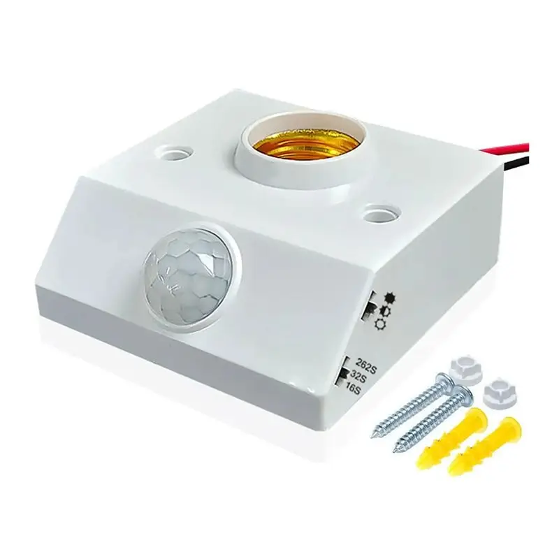 2PCS E27 Lampholder Nut Socket With PIR Motion Sensing Switch Lamp Holder Nut Socket Bulb Socket AC 85V-265V Easy Install