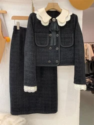 Abito gonna a due pezzi donna doppiopetto giacca corta cappotto tubino per donna elegante set formale 2 pezzi abito da lavoro