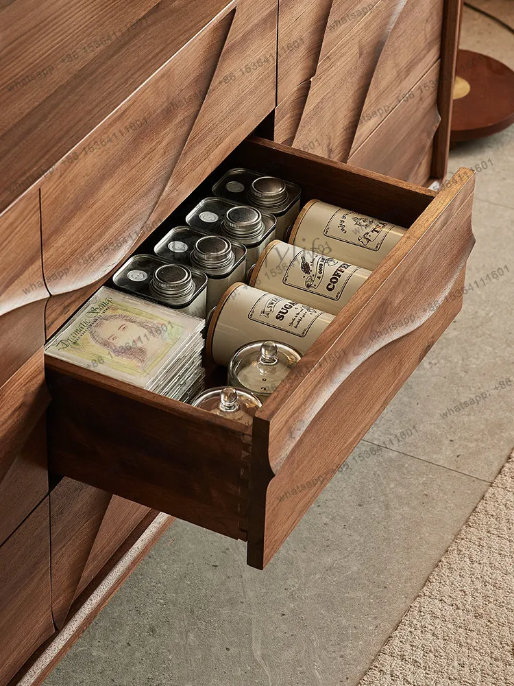 North American black walnut nine-drawer Nordic simple home living room solid wood storage cabinet