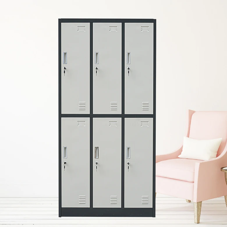 

Wholesale 6-Door Metal Gym Office Storage Wardrobe 6-Pintu Locker For Changing Room Furniture Type