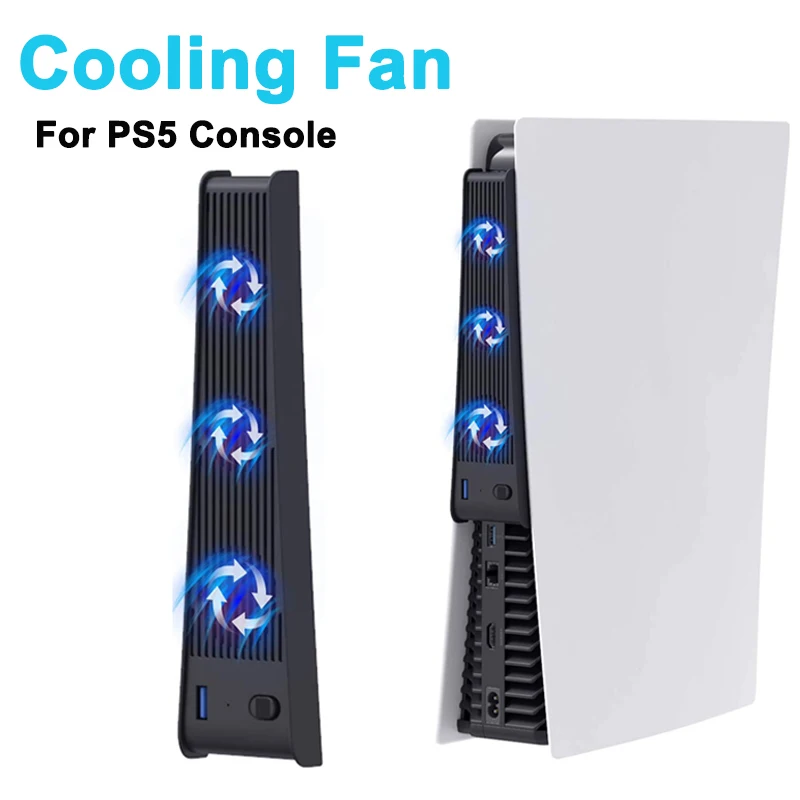 Para ps5 console 3-ventilador cooler ventilador de refrigeração interface usb estendida para ps5 console luz e compacto para acessórios ps5