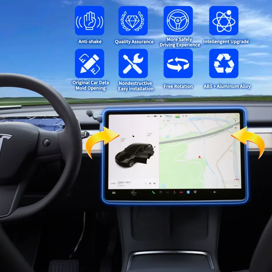 GPS Bracket Navigation Screen Rotation Bracket for Tesla Model 3 Y Highland Center Control Four-Way Rotation Auto Accessories