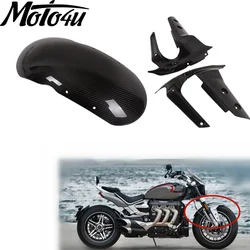 Real Carbon Fiber Front Wheel Fender Mudguard Set With Brackets Motorcycle Parts For Triumph Rocket III 2020 2021 2022