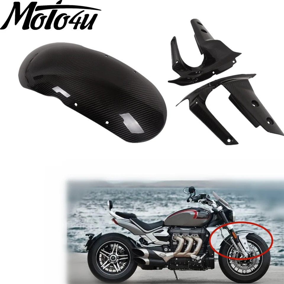 triumph rocket3R カーボンフェンダー Real Carbon Fiber Front Wheel Fender Mudguard Set With Brackets