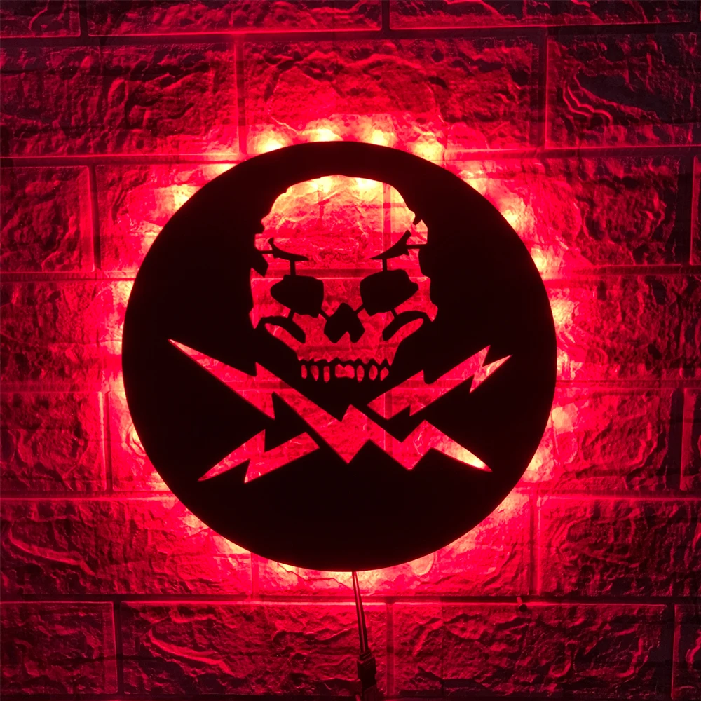 ZK50 Creative Skull Wall Lamp Home Decoration Bedside Background Wall LED Sign Light USB Remote Control 16 Color Cable 2 Meters