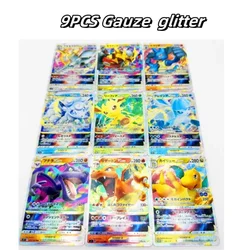 Wersja japońska DIY PTCG Pokémon 9 sztuk/zestaw reprodukcja dwa rodzaje błysków Anime peryferyjne karty do kolekcji gier prezent świąteczny