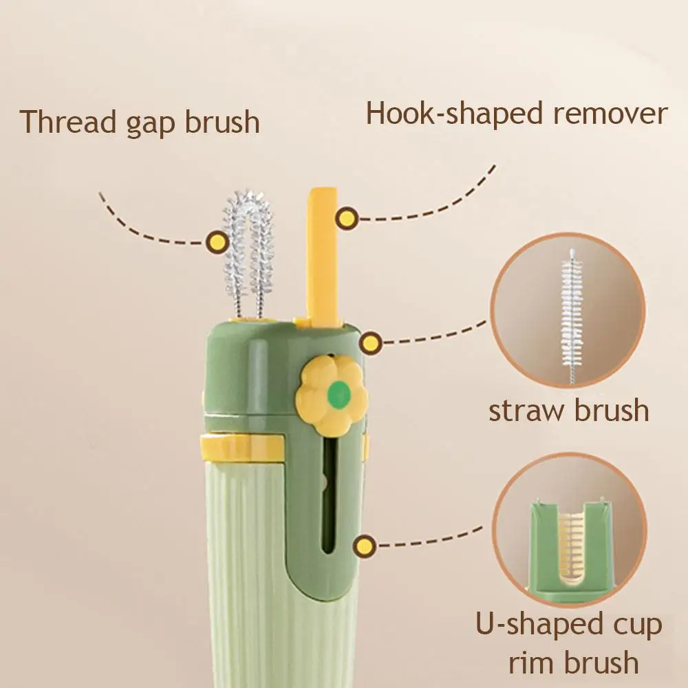 

Milk Bottle Cleaning Cup Brush Sponge Brush Cup Cleaning Tool Washing Tool Flower Multifunctional Five-in-One Cup Cleaning Tool