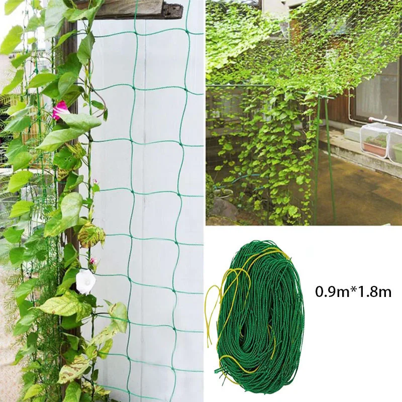 Gaiola de suporte de planta de plástico rede de escalada cordas 0.9x1.8m pepino jardim malha planta suporte treliça flores suporte verde