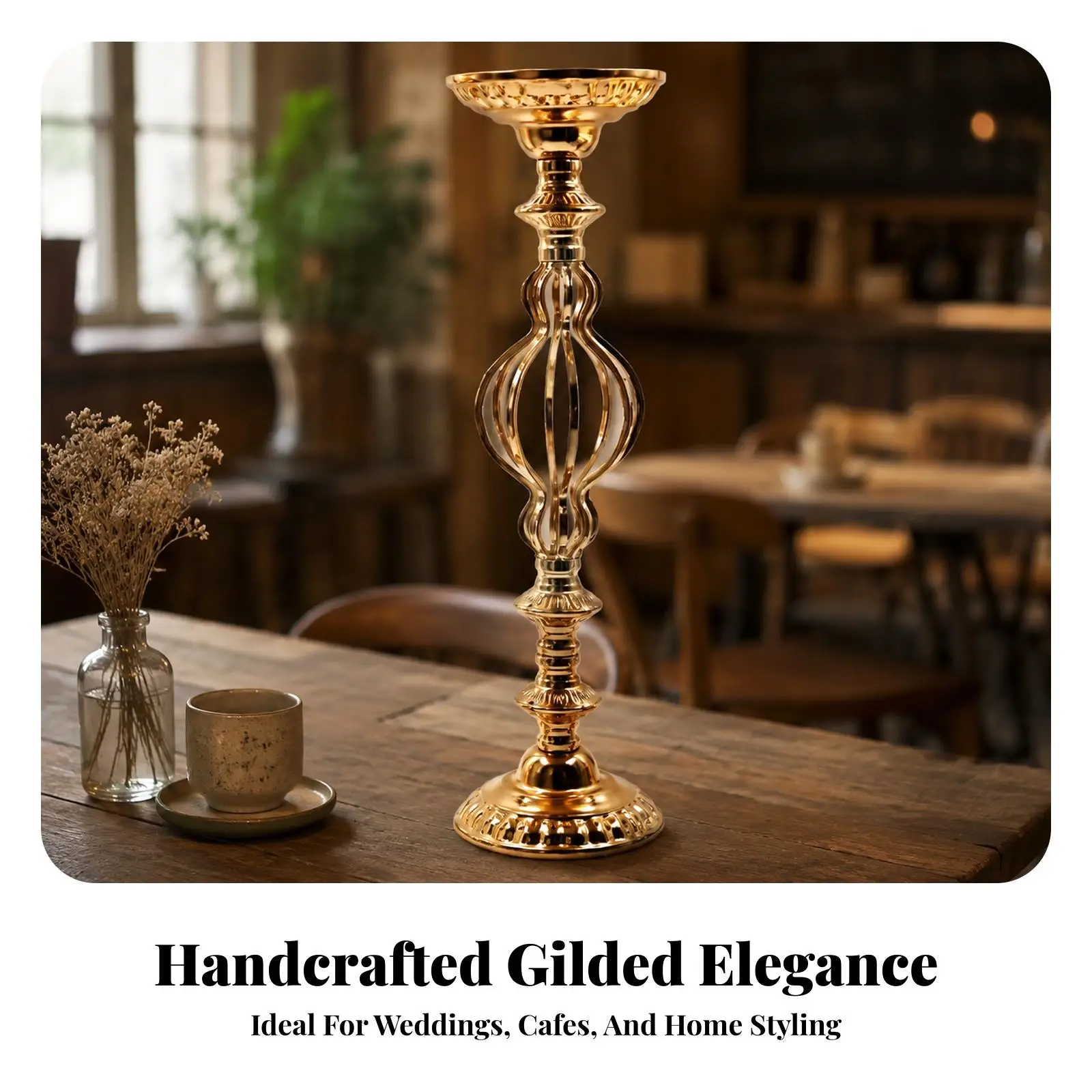 Elegant Gold Flowerpot Display Stand Ironware Pedestal Bowl for Aisle Decor Weddings and Venue Styling