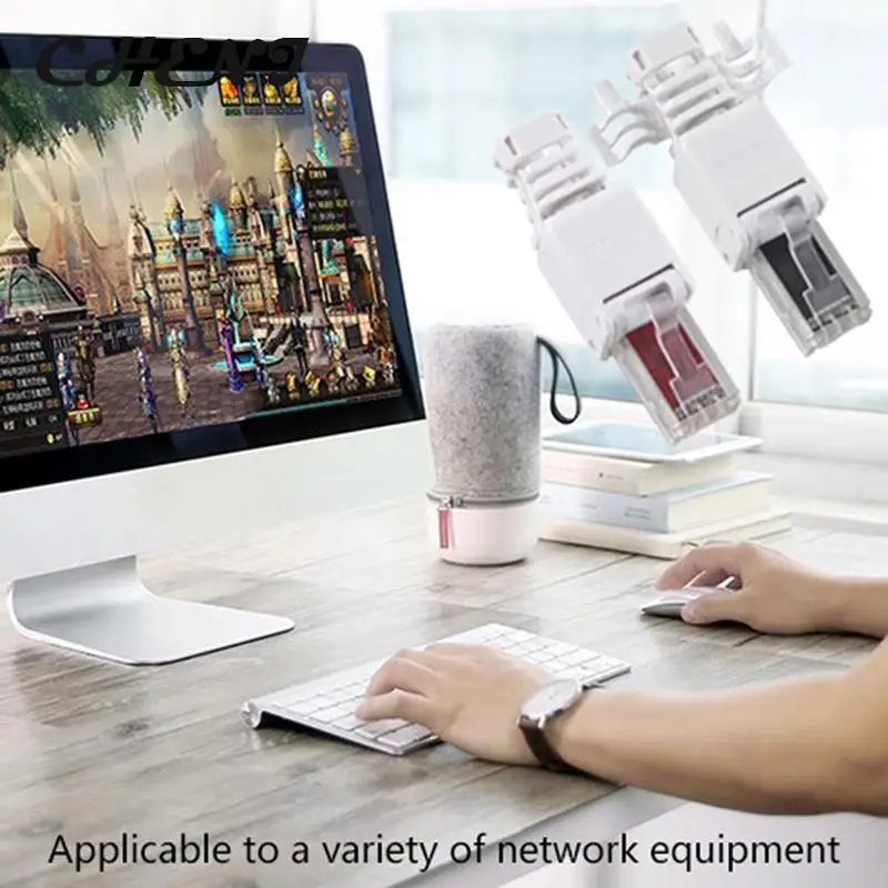 Crystal Cabeça Plug Conectores de rede, Sem Conectores Crimp, Cabo Ethernet Tool-less, Conector RJ45 CAT6, CAT5E, CAT6, 1pc