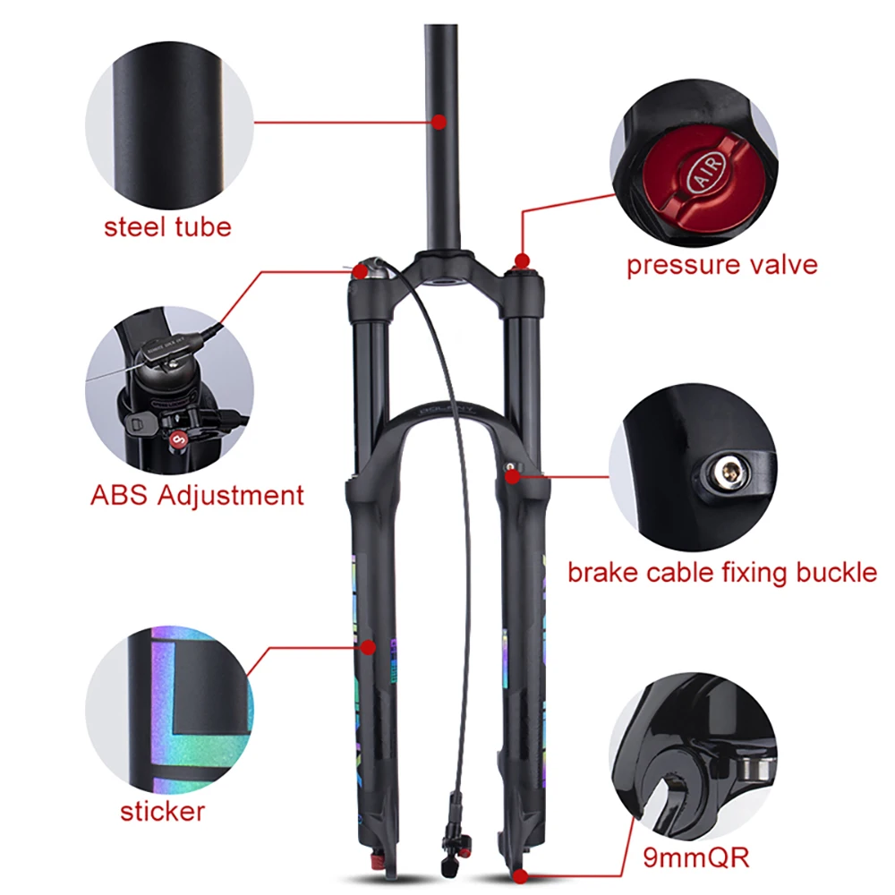 Bike Fork Rebound Adjustable MTB Air Front Suspension 26/27.5/29 Inch 120mm Travel Quick Release Fork Bicycle Accessories