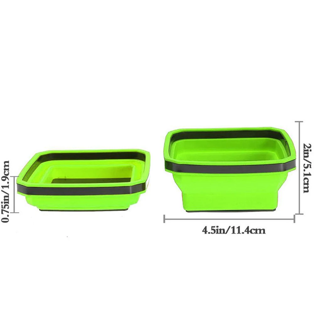 4.5Inch Magnetic Screw Tray Square Silicone Collapsible Magnetic Parts Tray Tool Part Storage Box Magnetic Tray Tool Organizer