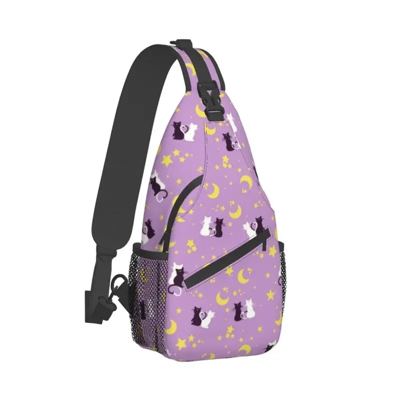 Personalizzato Anime Moon marsuits Sling Bag uomo Cool Moon Kitties spalla petto Crossbody zaino ciclismo campeggio Daypack