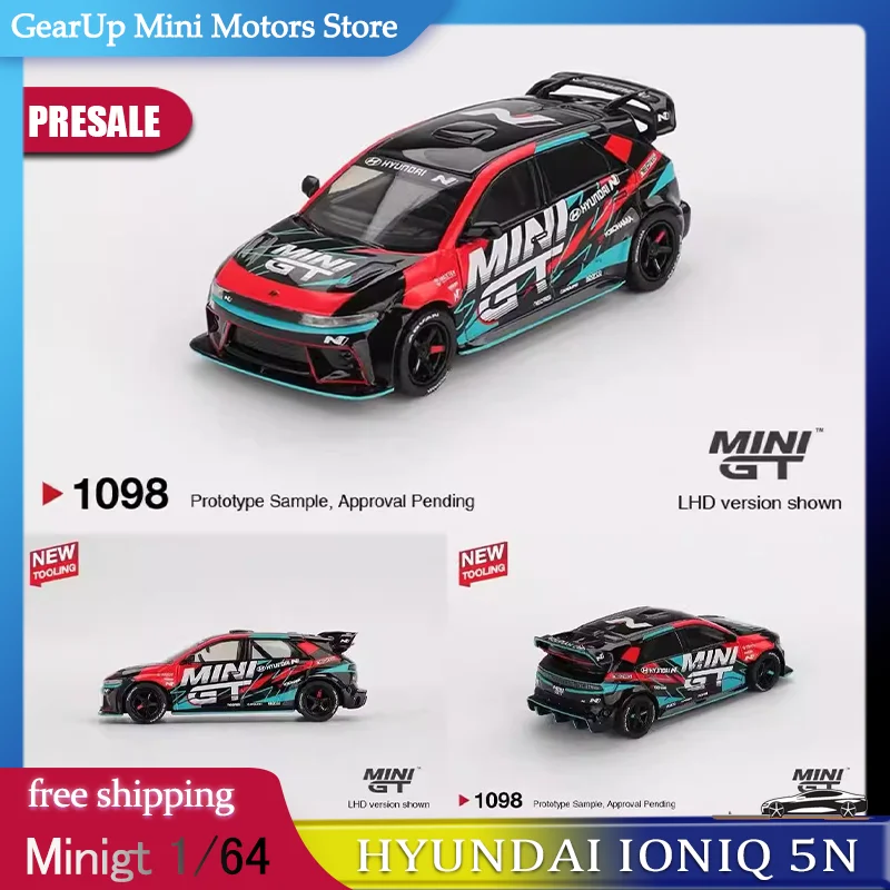 

Новая предпродажная модель Minigt 1:64 Hyundai Ioniq 5n, литая под давлением, из сплава, миниатюрная, концепт N Vision 74, Hyundai RN22E, игрушечная модель автомобиля