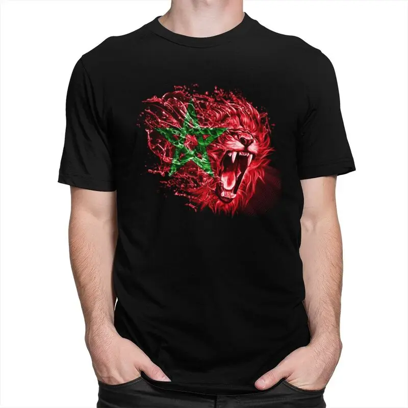 Custom Male Moroccan Flag Morocco Lion T Shirt Short Sleeves Cotton Tshirts T-shirt Casual Tees Clothing