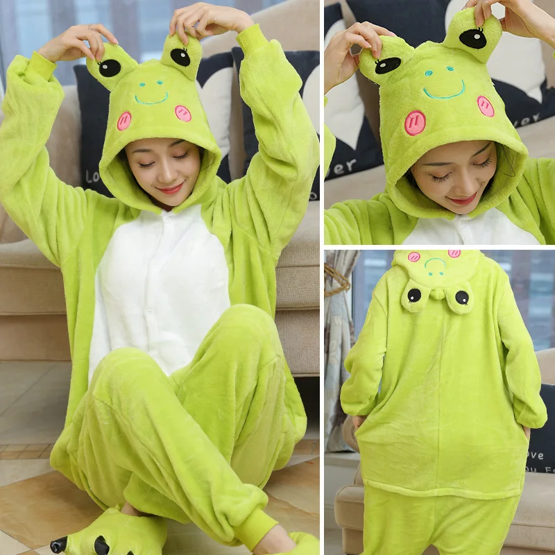 Kigurumi Adults Animal Onesies Pajamas Sets Sleepwear Women Men Winter Unisex Unicorn Cartoon Flannel Pyjamas For Christmas