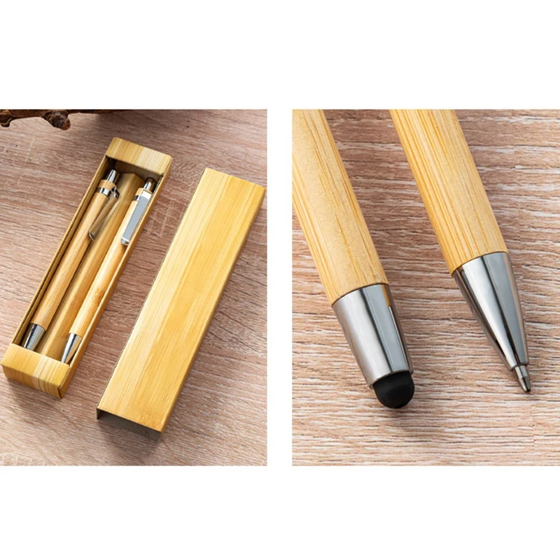 NEW-10Set Bamboo Multifunctional Touch Pen & Ballpoint Pen Office School Wrting Stationery Business Signature Ball Pens