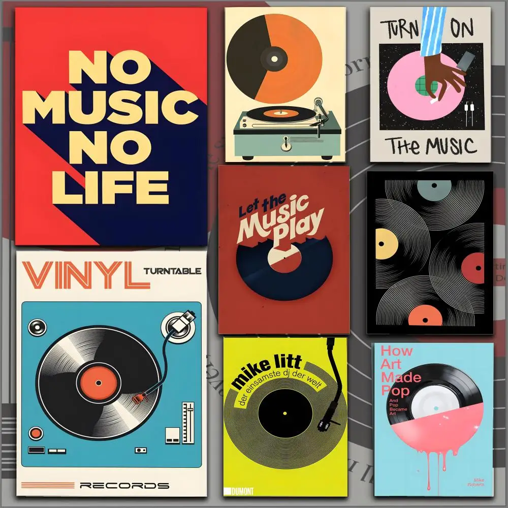 Mid-Century Retro Vinyl Records Poster, langlebige HD-PVC-Wandkunst – wasserdicht, schalldicht, für Zuhause, Büro, Bar
