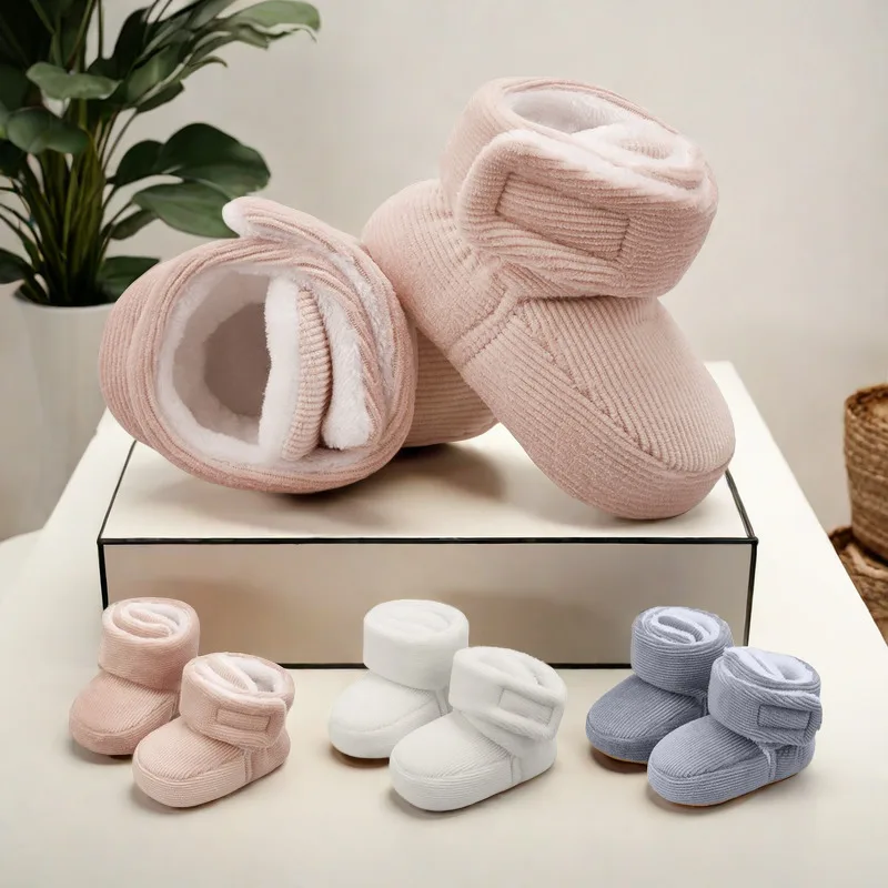 Winter Baby Cotton Shoes Thick Plush Snow Boots Soft Casual Walking Shoes for 0-18 Month Old Comfortable Toddler Footwear