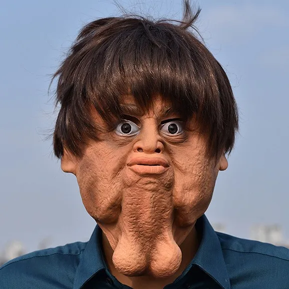 Halloween Funny Horror Mask Weirdo Movie Props Bar Ball Big Chin Mask Double Chin Haunted House Costume