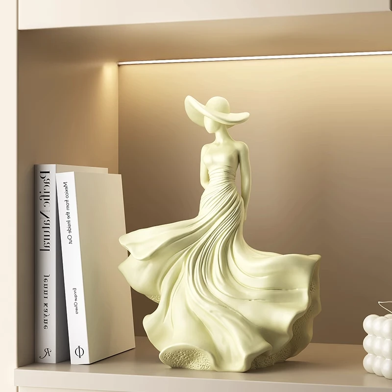 WSHYUFEI Gift From Spring for Yourself  Girl Wearing Dress Home Decor High-End Resin Crafts Mother\'s Day Gift Office Decoration