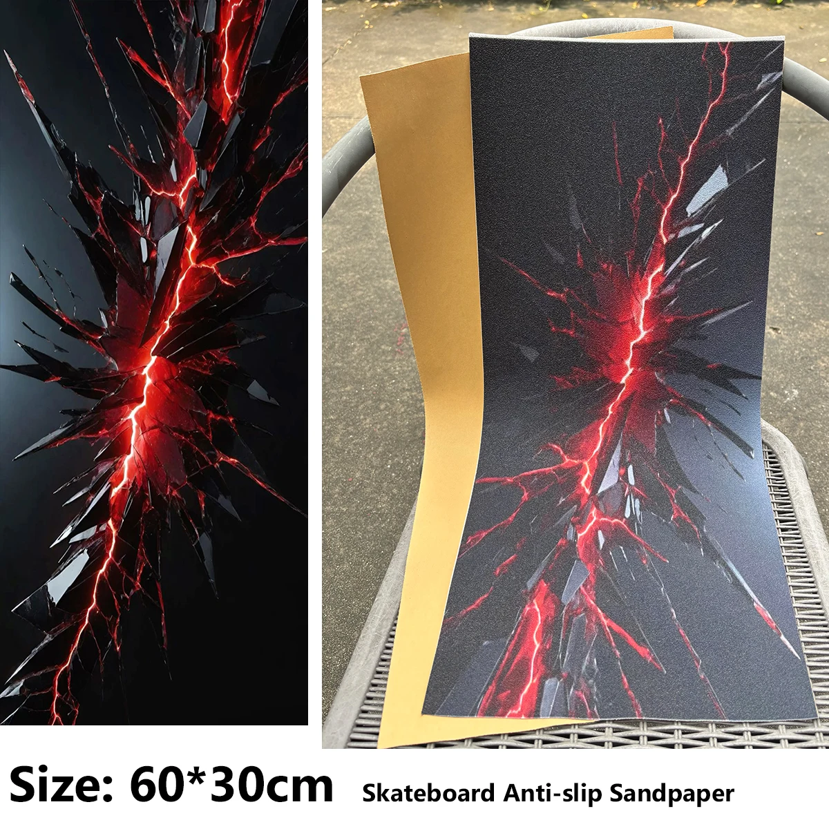 Electric Scooter Anti-slip Sticker Sandpaper Skateboard Grip Tape Sheet 60*30cm Fractured Abstract Pattern