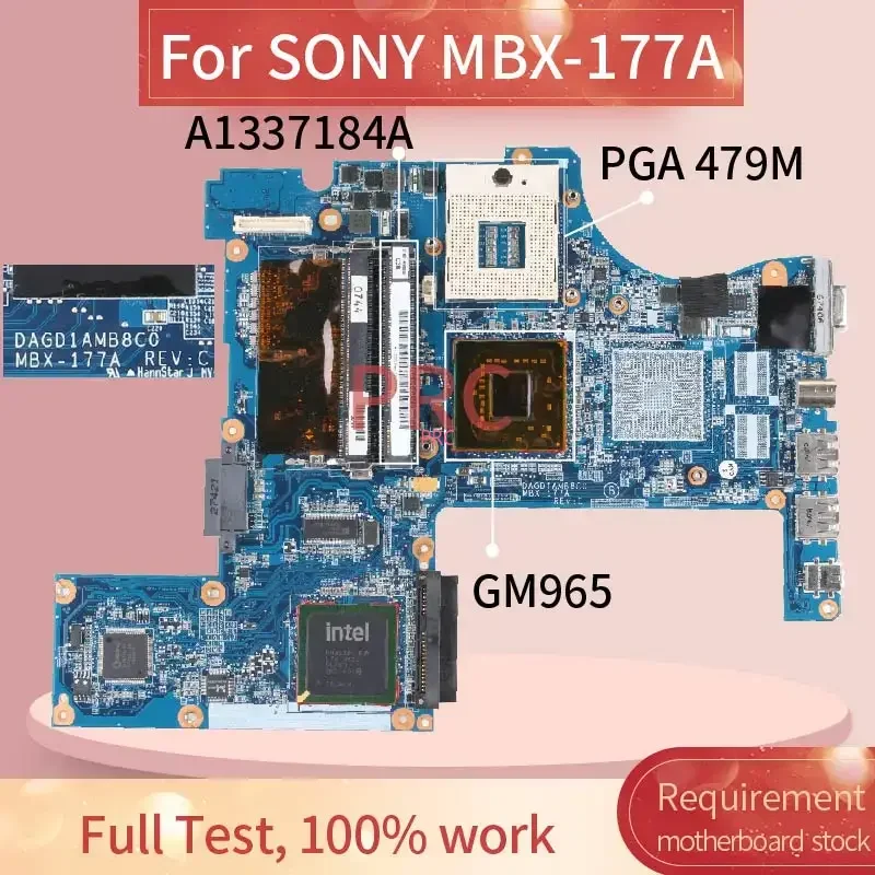 

DAGD1AMB8C0 A1337184A Laptop motherboard For SONY MBX-177A Notebook Mainboard GM965 DDR2