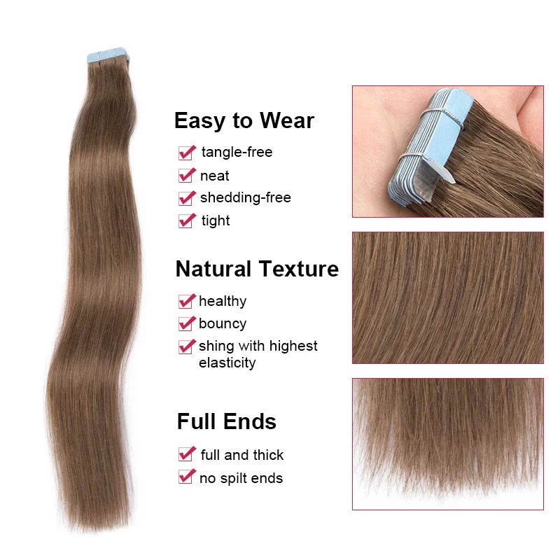 Keuze Rechte Tape In Human Hair Extension 100% Human Remy Hair Extensions Natuurlijke Tapes In Human Fusion Hair Ombre Blonde 40G