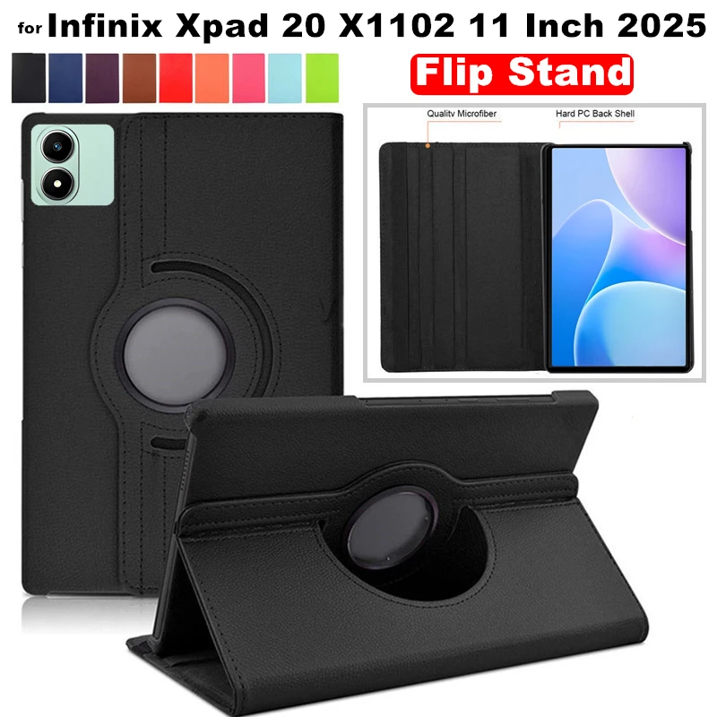 

Для Infinix Xpad 20 11 дюймов 2025 X1102 Чехол для планшета Кожаный чехол с вращением на 360 градусов для Infinix XPad20 11 дюймов с откидным чехлом-подставкой