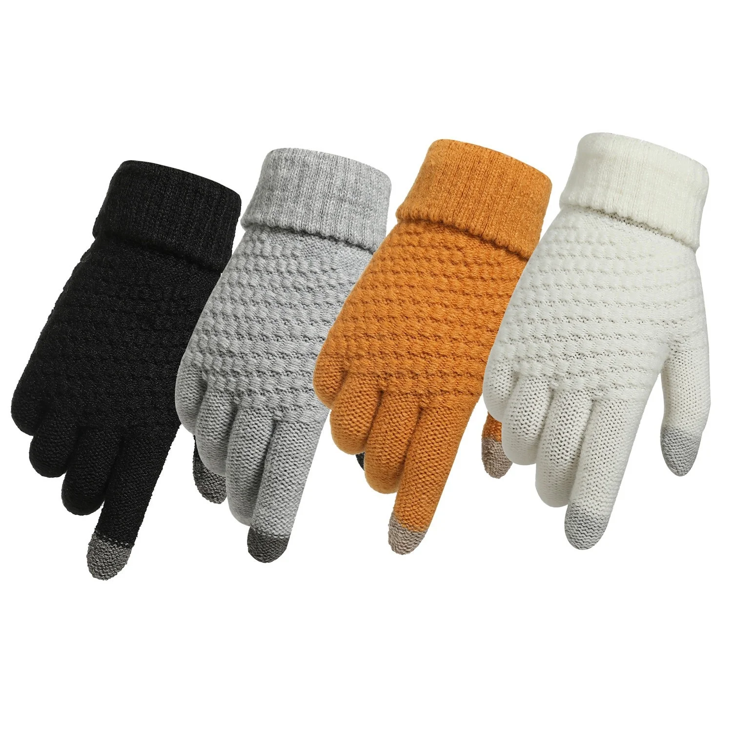 Men's Winter Touch Screen Gloves, Imitation Cashmere Thickened Anti-needle Jacquard Women's Fashion Warm Couple Knitted Gloves