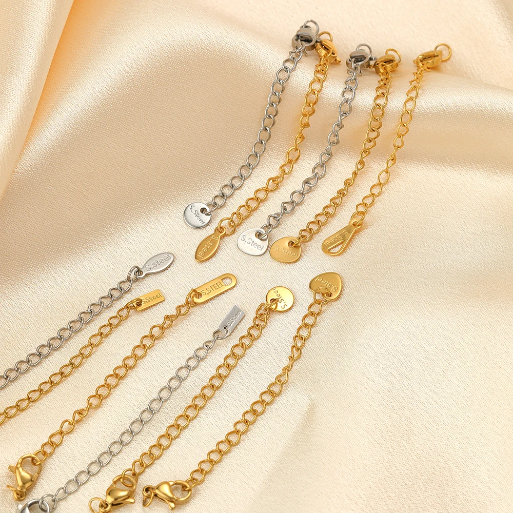 10 Stück Edelstahl Gold verlängerte Schwanzketten Karabinerverschlüsse Verbinder Link Halskette Herstellung DIY Armbandzubehör Zubehör – Detail 3
