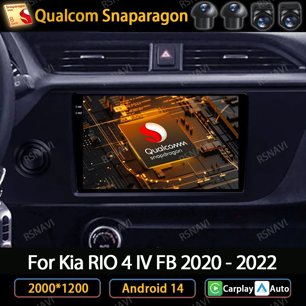 

Android 14 Carplay Auto For Kia Rio 4 IV FB 2020 - 2022 Car Radio Multimedia Video Player Navigation GPS 4G LTE 5G WIFI QLED BT