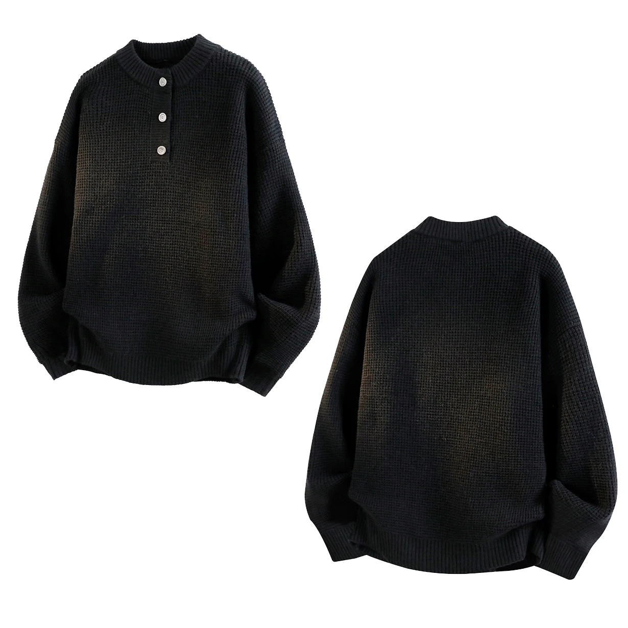 ラウンドネックルーズプルオーバーセーターメンズカジュアルソリッドカラーウールプルオーバー秋と冬のファッショントップマンアウトドア服