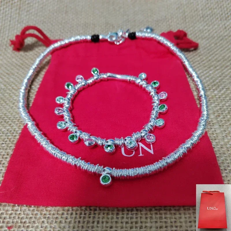 Luxury 2024 Spain UNOde Brilliant Cute Sweet Colorful Crystal Beaded Bracelet Necklace Jewelry Set Women's Gift