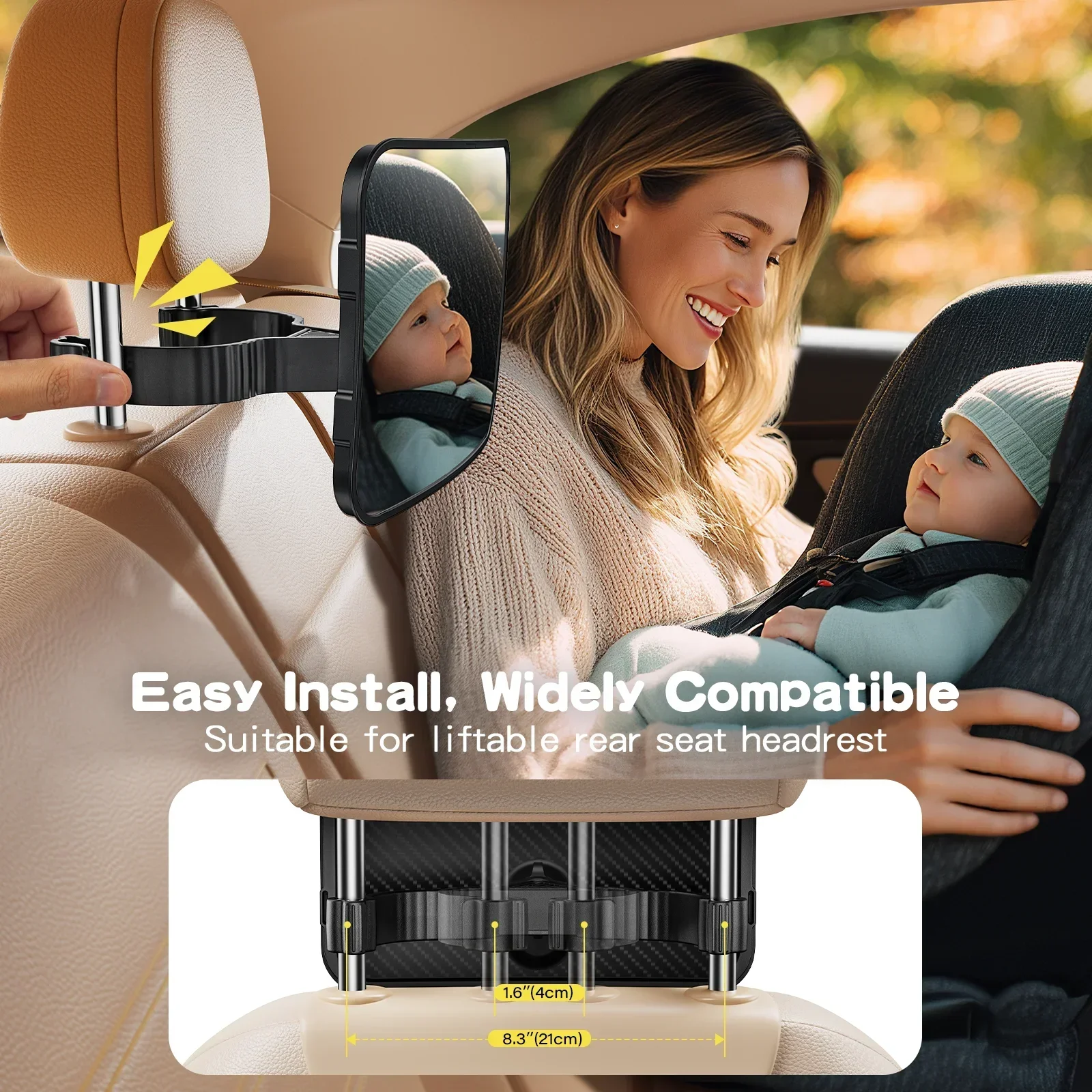 Baby Car Mirror Rearview Infant Child Monitoring Mirror for Vehicle Rear Seat Universal Fit Baby Car Mirror 5