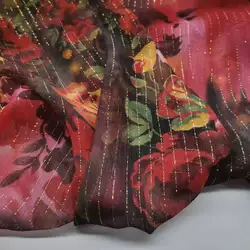 Silk Rose Ombre Chiffon Fabric Soft Metallic Jacquard Sexy Wild Dress Scarf Material