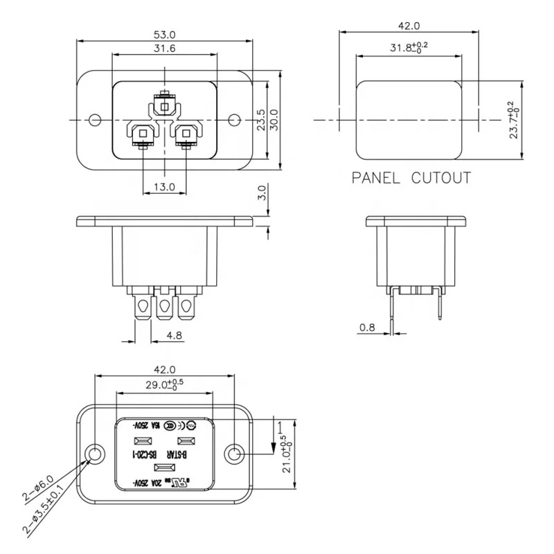16A C20 plug 3PIN Screw Inlet Power Socket