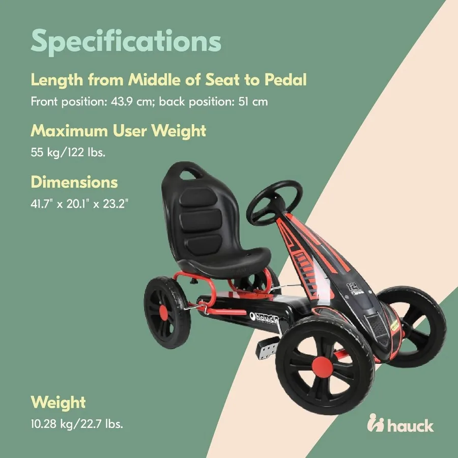 Go Kart a pedale ciclonico con sedile a secchio regolabile, ruote in plastica in schiuma EVA da 12 pollici, freno a mano per ruote posteriori - Ride On Toy per