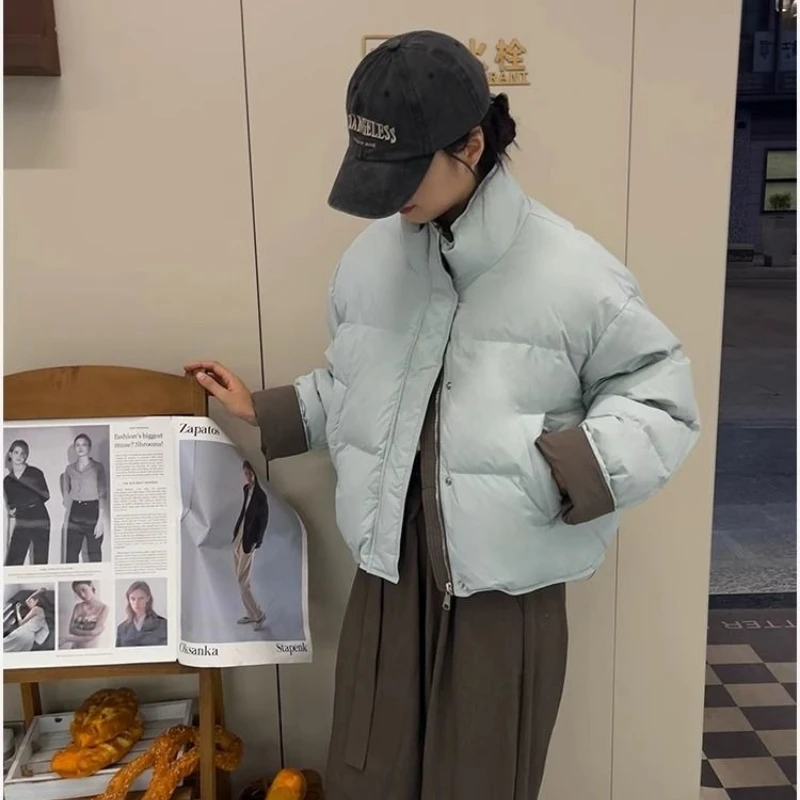 Women's High-end Cute Coats New Best Sellers Winter Korean Outfits Cotton Coats Puffer Jacket Warm Patchwork Long-sleeved Top