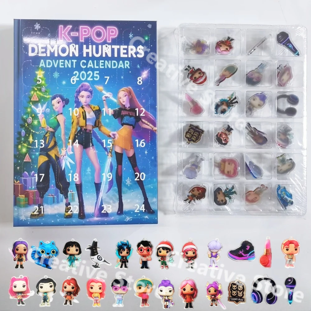 HOT 2025 Christmas Countdown Calendar Blind Box Huntrix SAJA Boys Derpy 24pcs Backpack Car Keychain Acrylic Pendant Girl Gifts