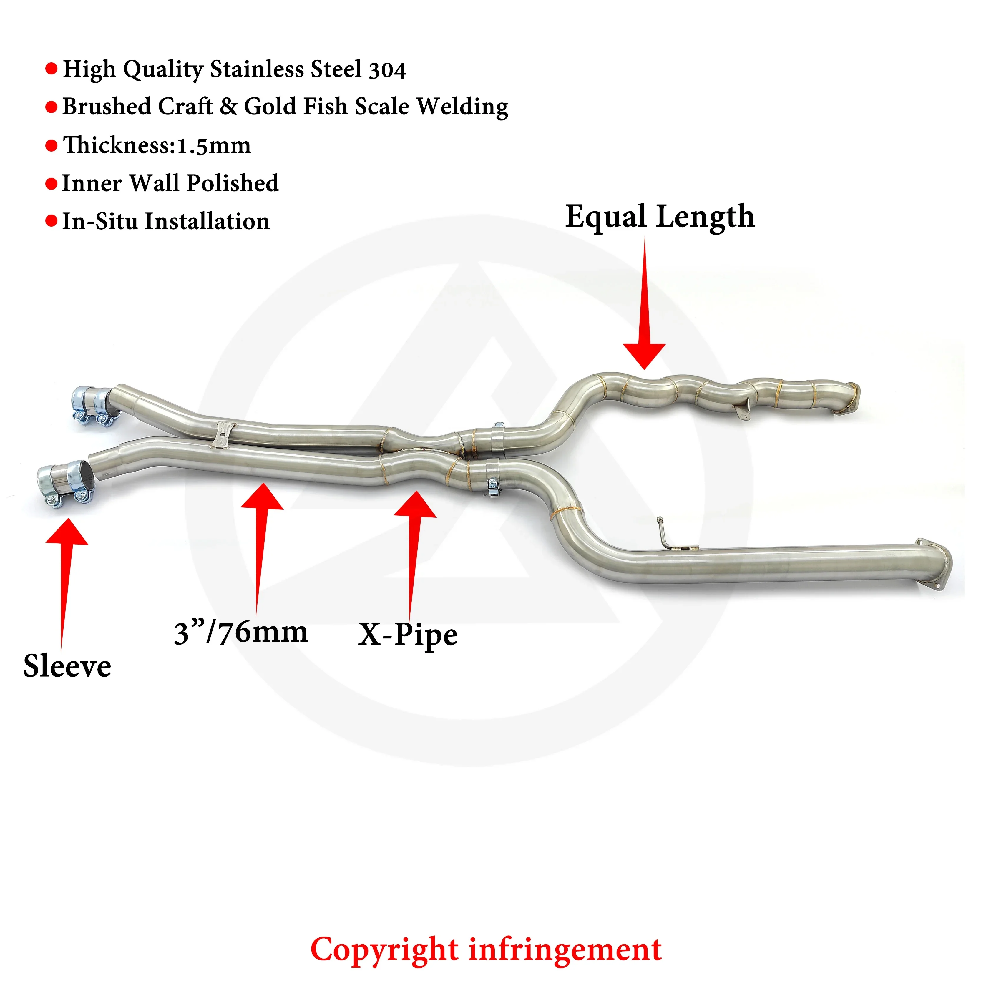 Fast Shipping Exhaust Pipe 76mm Stainless Steel Equal Length Midpipe for BMW S58 M3 M4 G80 G82 3.0T Downpipe Mid Pipe