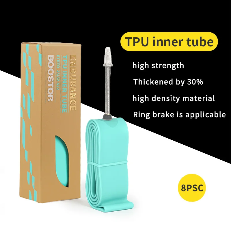 

Boostor Сверхлегкая велосипедная камера из ТПУ, материал 700C 23-32C 32-43C, дорожная велосипедная шина, длина 40 мм, 60 мм, 80 мм, французский клапан, 8 шт.