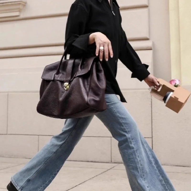 

Новая женская сумка-портфель 2026 года для работы и поездок, винтажная вместительная сумка из мягкой кожи