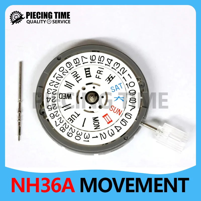 New Dual Calendar White Watch Movement Replacement Parts NH36 Sunday Automatic 3 o'clock Watch Movement Mechanical Replacement